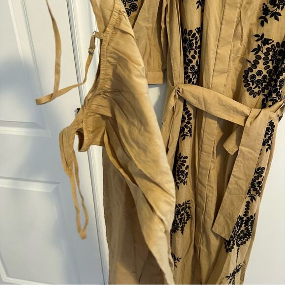 NWT Anthropologie Ottod’Ame Tan Black Cotton Embroidered Maxi Dress Small - Picture 8 of 16